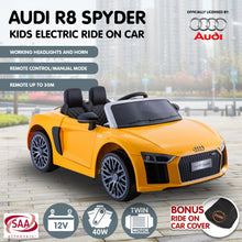Load image into Gallery viewer, Kahuna R8 Spyder Audi Licensed Kids Electric Ride On Car Remote Control - Yellow