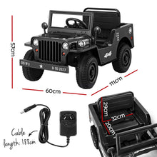 Load image into Gallery viewer, Rigo Kids Electric Ride On Car Jeep Military Off Road Toy Cars Remote 12V Black
