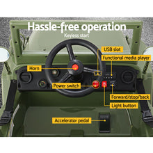 Load image into Gallery viewer, Rigo Kids Electric Ride On Car Jeep Military Off Road Toy Cars Remote 12V Olive
