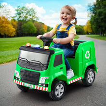 Load image into Gallery viewer, Rigo Kids Ride On Car Garbage Truck Police Light 12V Electric Toys Cars Green
