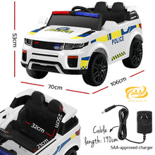 Load image into Gallery viewer, Rigo Kids Electric Ride On Patrol Police Car Horn Music Remote White
