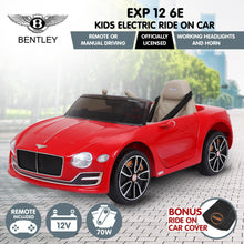 Load image into Gallery viewer, Kahuna Bentley Exp 12 Speed 6E Licensed Kids Ride On Electric Car Remote Control - Red
