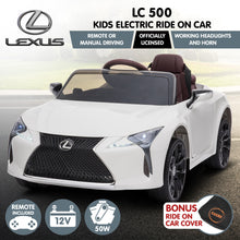 Load image into Gallery viewer, Kahuna Licensed Lexus Lc 500 Kids Electric Ride On Car - White
