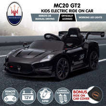 Load image into Gallery viewer, Kahuna Maserati MC20 GT2 Licensed Electric Kids Ride On Race Car Black
