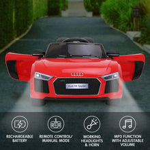 Load image into Gallery viewer, Kahuna R8 Spyder Audi Licensed Kids Electric Ride On Car Remote Control - Red
