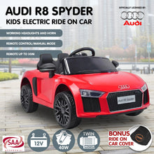Load image into Gallery viewer, Kahuna R8 Spyder Audi Licensed Kids Electric Ride On Car Remote Control - Red
