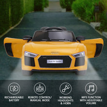 Load image into Gallery viewer, Kahuna R8 Spyder Audi Licensed Kids Electric Ride On Car Remote Control - Yellow
